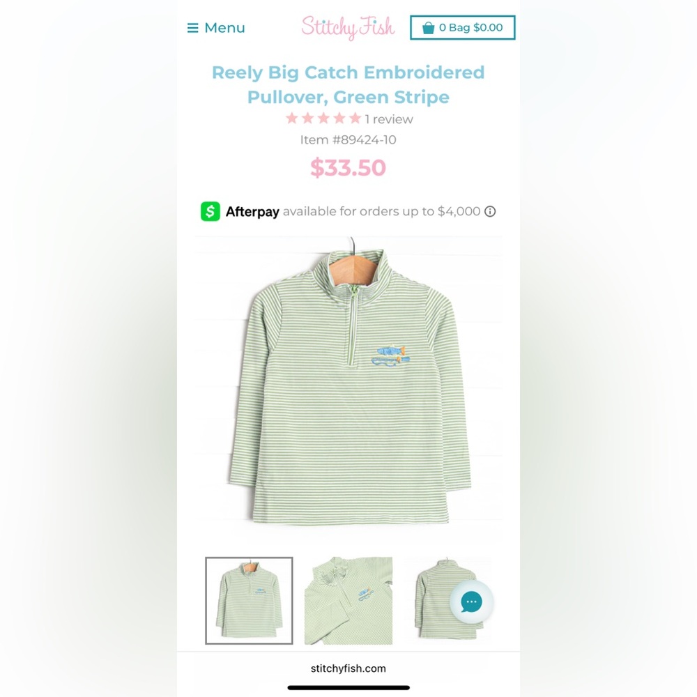 Stitchy Fish Green Striped Fish Pullover- Size 5- Never Worn
